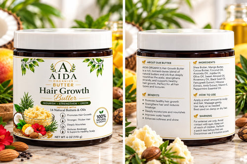 AIDA Organics Hair Growth Butter - front and back label