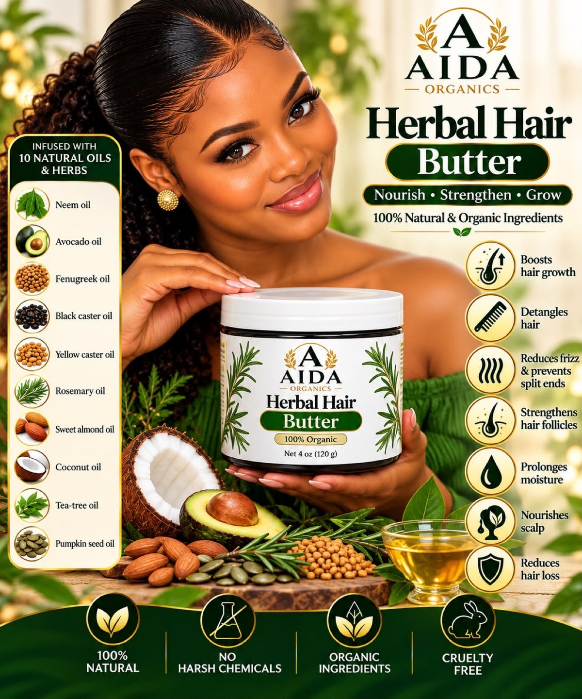 AIDA Organics Herbal Hair Butter - benefits