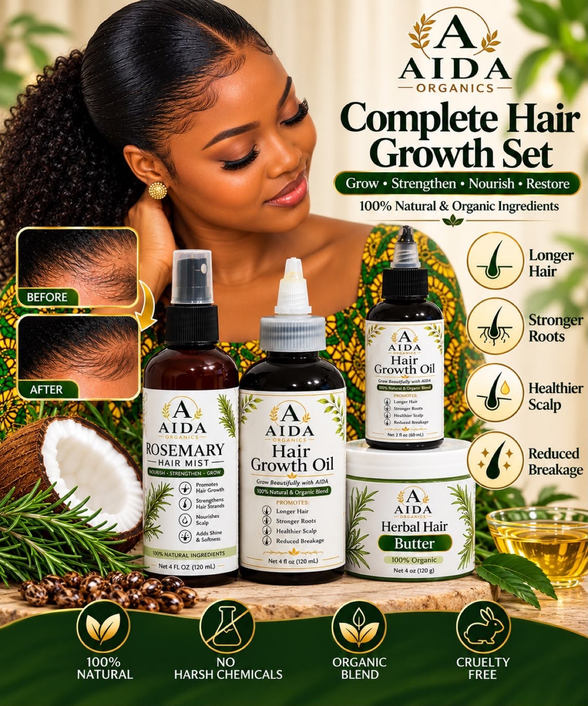 AIDA Organics Complete Hair Growth Set