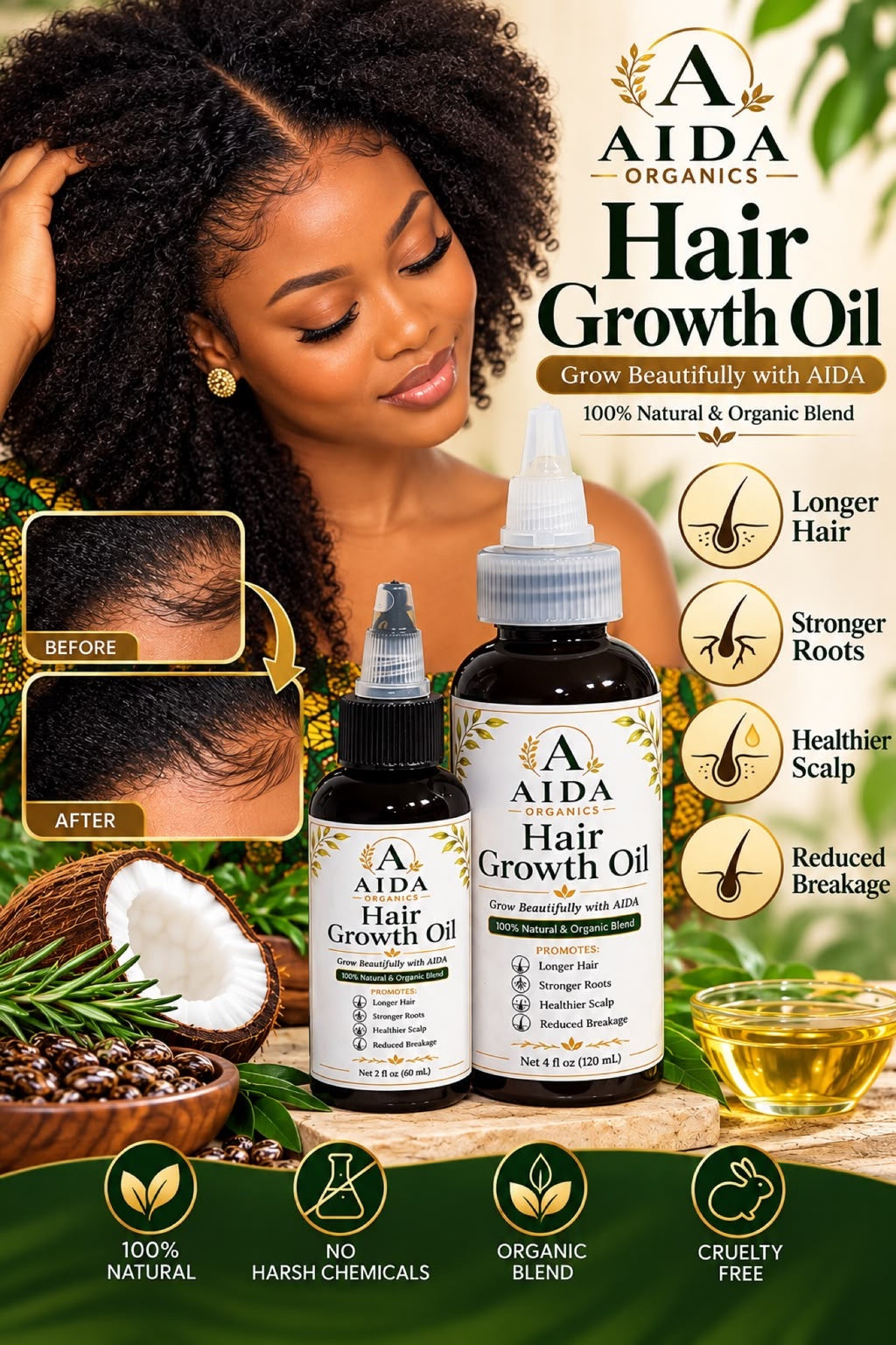 AIDA Organics Hair Growth Oil - benefits